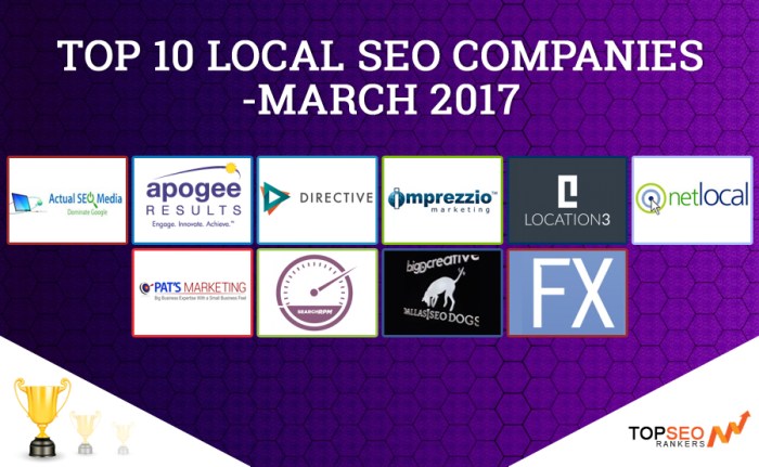 TOP 10 LOCAL SEO COMPANIES – MARCH 2017 - Top SEO Rankers